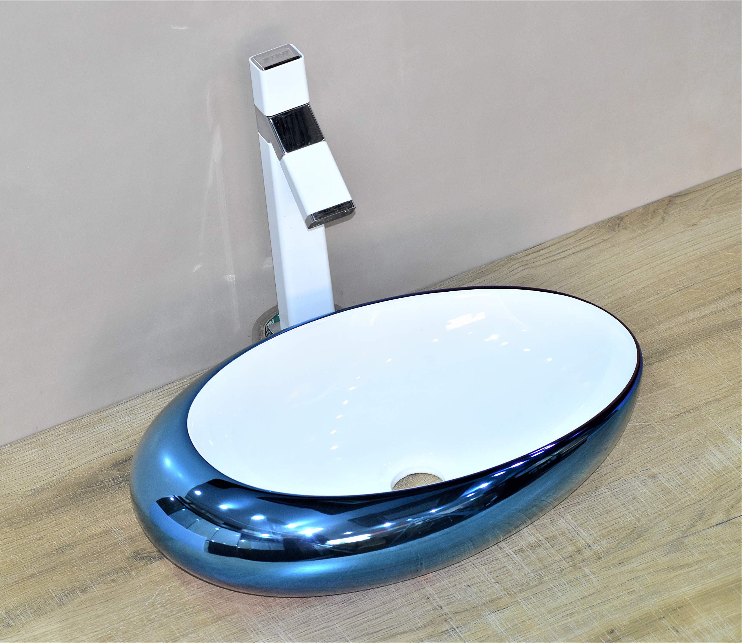 Vasque à poser en céramique bleue pour meuble de salle de bain et cabine de toilette