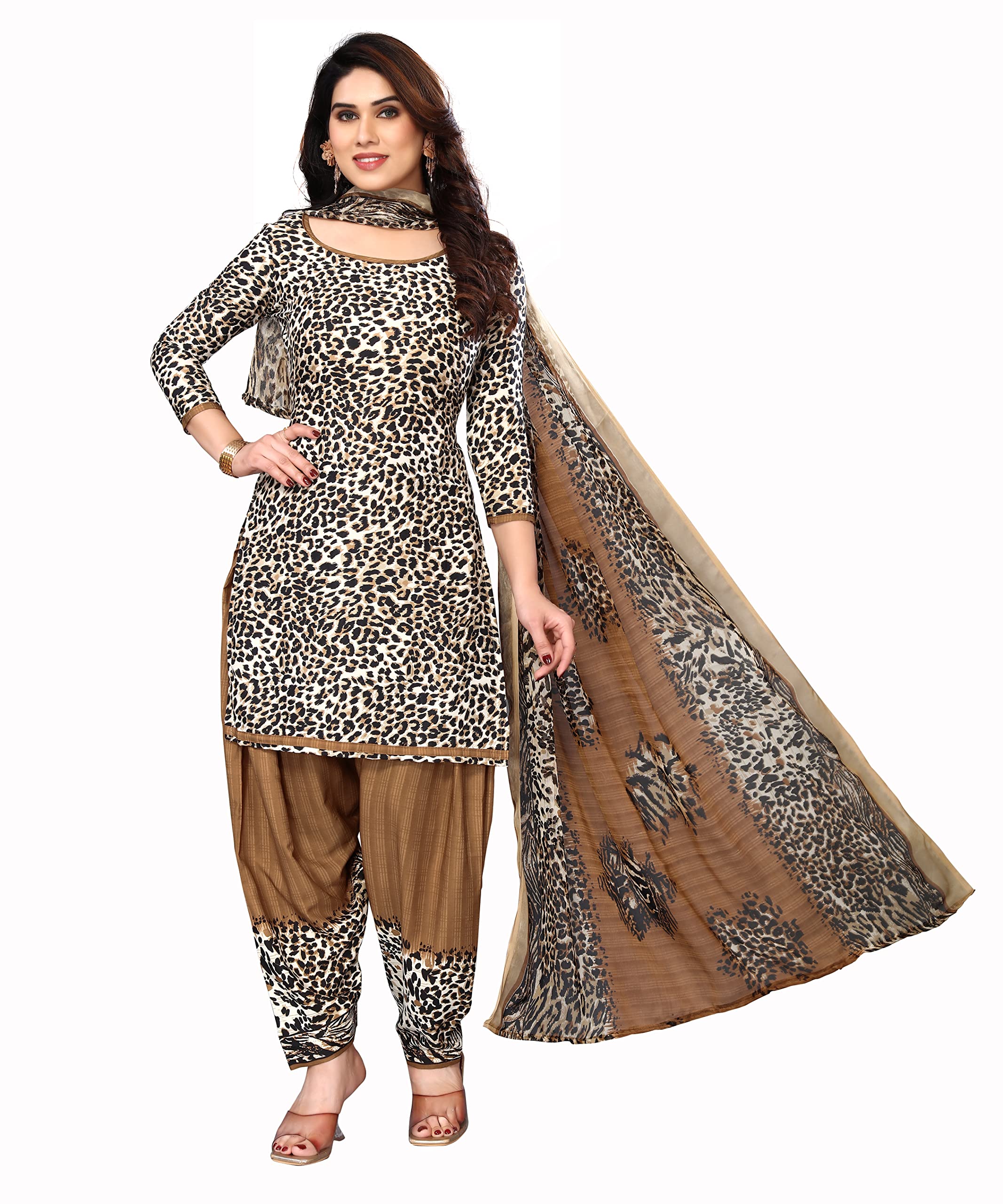 YashikaWomen's Crepe Printed Unstitched Salwar Suit Dress Material With Dupatta(NEW-KINJAL MULTI)