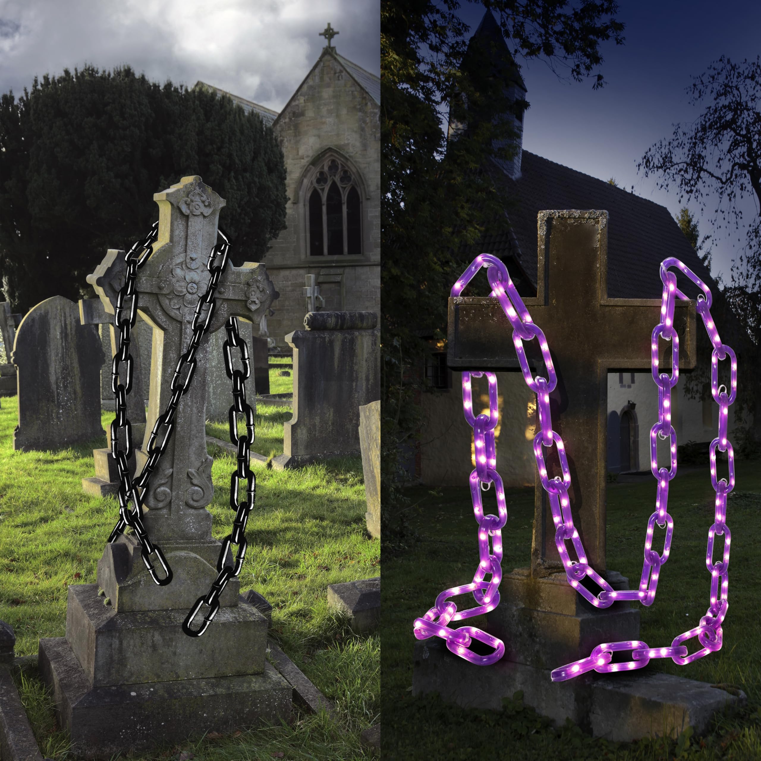 Catena di luci per Halloween, 3 m, funzionamento a batteria, con timer, LED viola | Ghirlanda di luci per interni ed esterni, caminetto, scale, portico, feste, casa infestata e decorazioni spettrali