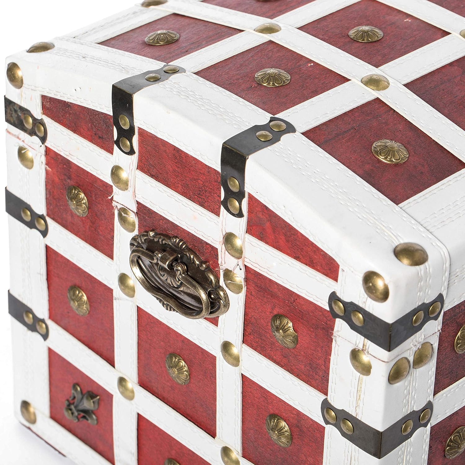 Vintiquewise Red and White Antique Pirate Style Storage Trunk with Lockable Latch and Handles : Home & Kitchen