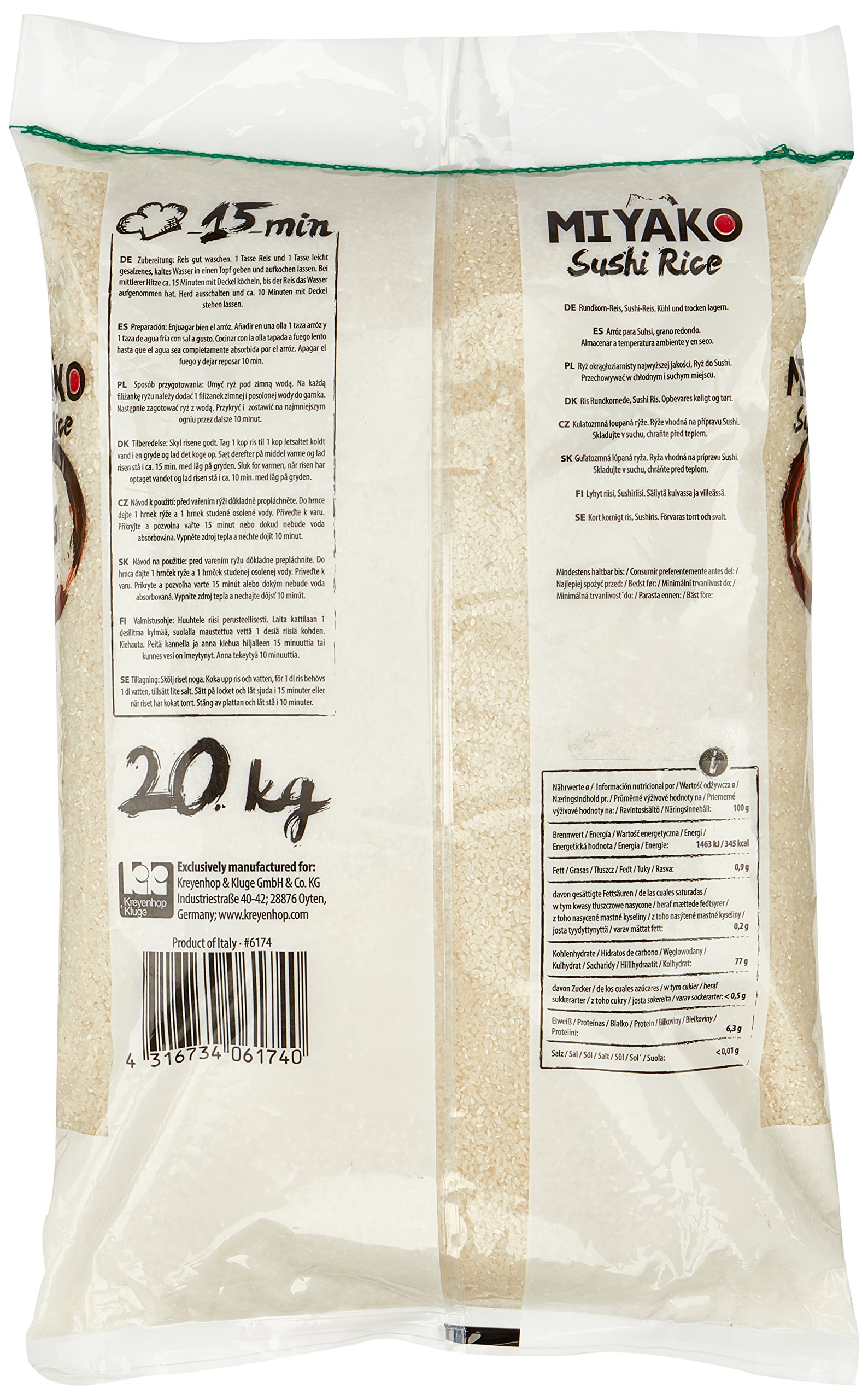 Miyako Sushi Reis, Rundkorn, 1er Pack (1 x 20 kg)