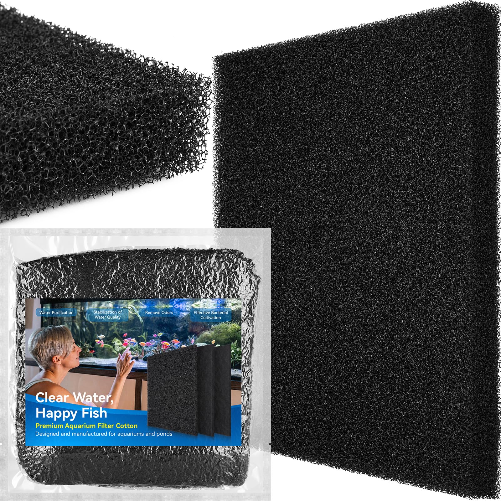 Borlech Aquarium Filter Sponge Pad, Filter Media Foam Sponges, Filter Accessories for Fish Tanks and Ponds (47 x 47 x 4 cm, 20PPI, 1 Pack)