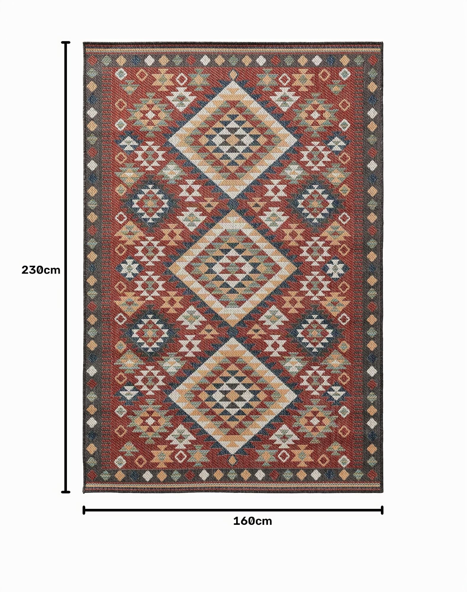 benuta Nest Tapis Mirena - Fibre synthétique - Convient à l'extérieur - Rectangulaire - Facile d'entretien - Pour salon, chambre à coucher, couloir, terrasse, balcon, rouge, 160 x 230 cm