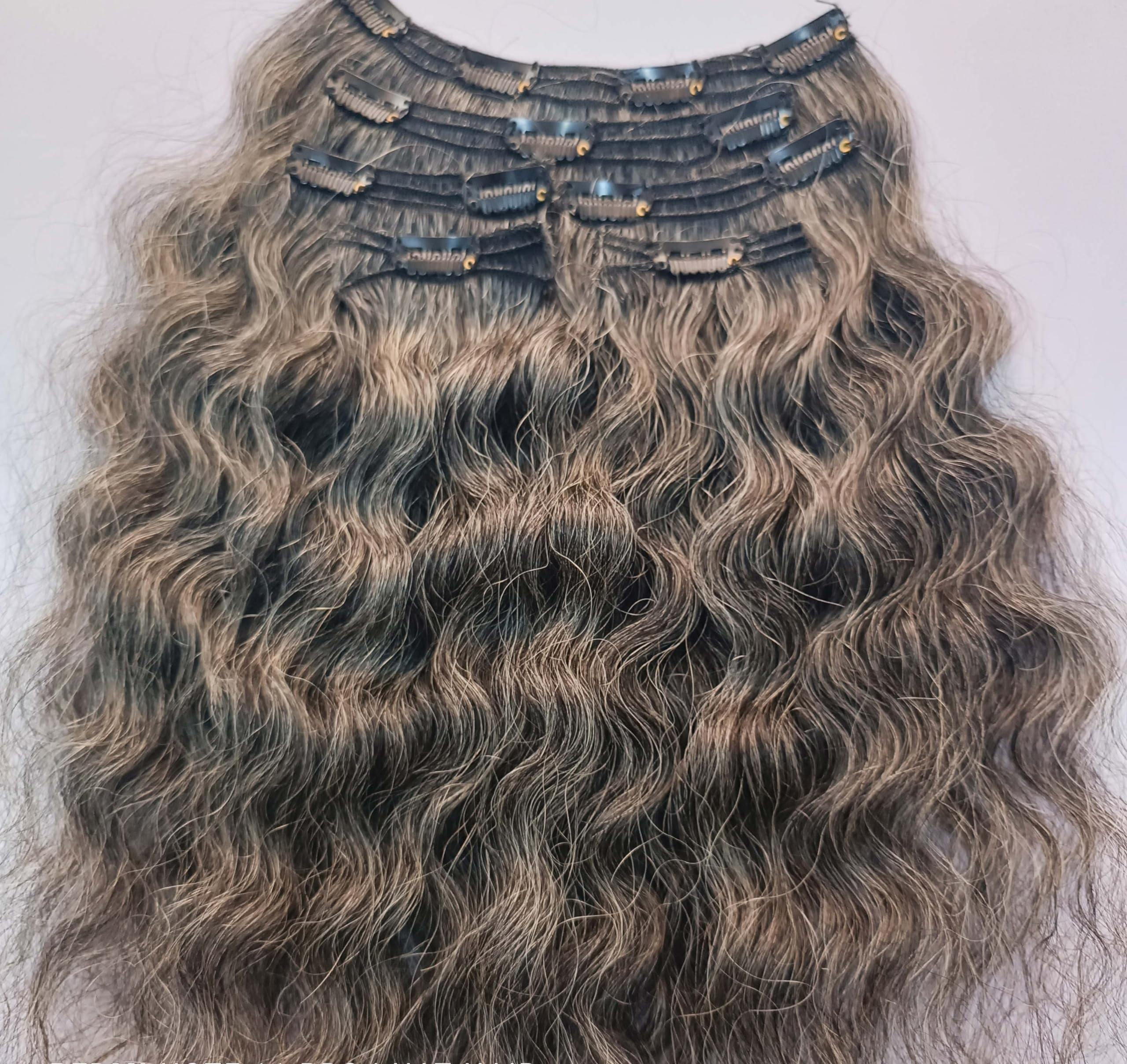 Amazon.com : Gray Curly Hair Clip-in Extensions Real Human  display picture 3