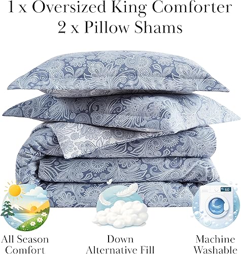 Miniatura 2 de Southshore Fine Living, Inc. Oversized King Comforter Bed Set, Down Alternative Paisley Bedspread, Reversible Bedding Sets, California King Sized