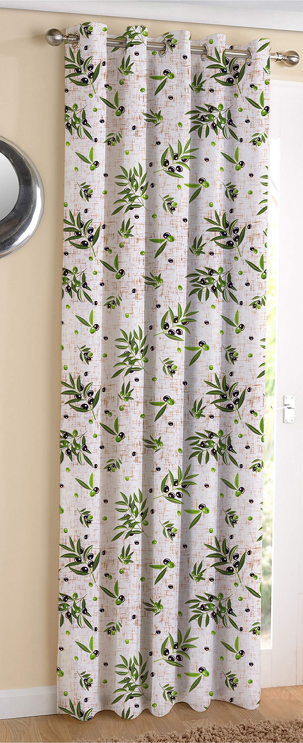 AIRWILL Cotton Olive Leaf Designed Blackout and Room Darkening 7ft Door Curtains Pack of 1 pc. (Floral - Green)-image-33