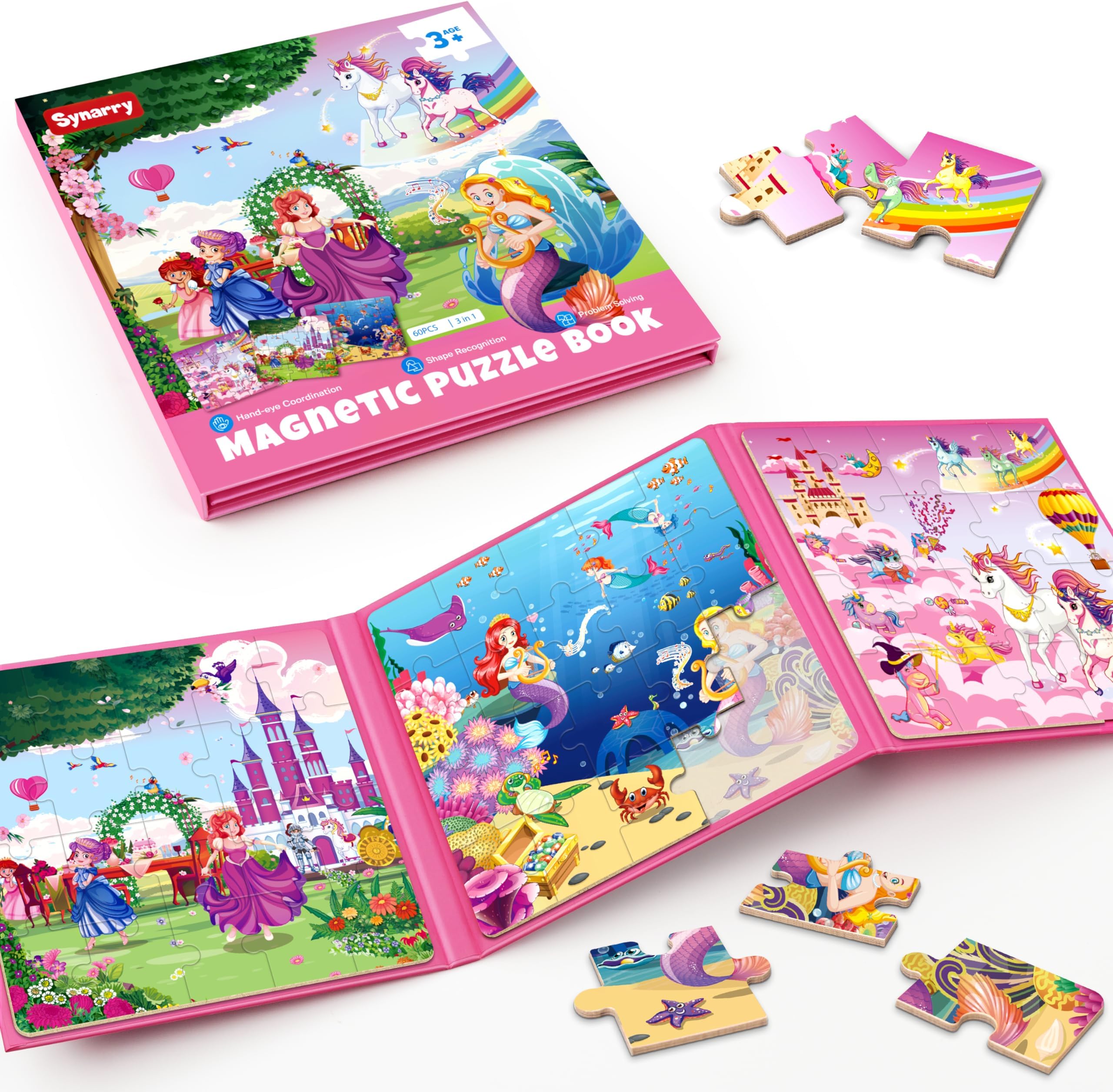 4 Pack Princess Wooden Puzzles For Kids Ages 3-6 - 60 Piece Educational Puzzles