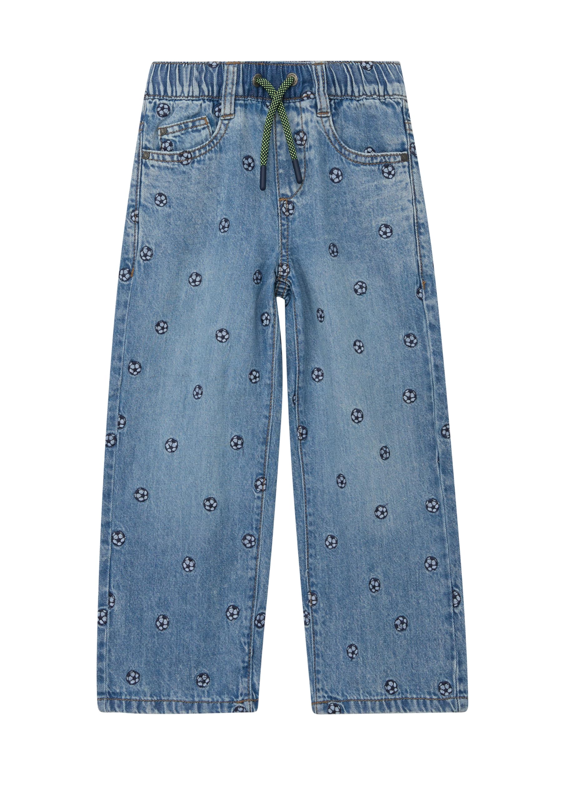 s.Oliver Jeans Baggy Pull-on/Relaxed Fit/Mid Rise/Wide Leg/Fußball-Stickerei