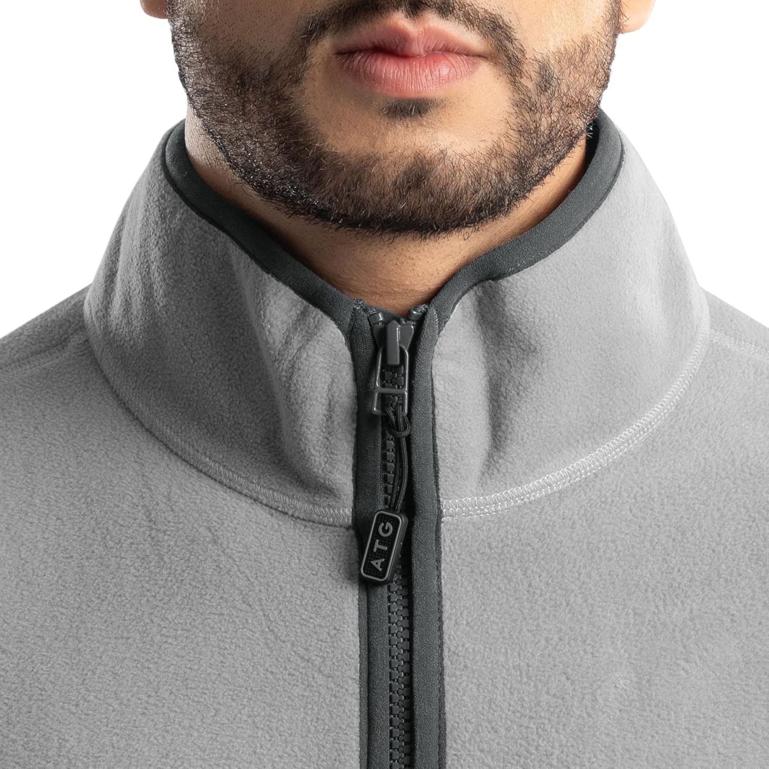 ATG mens Color Block Micro Fleece Mock Neck Jacket - Image 3