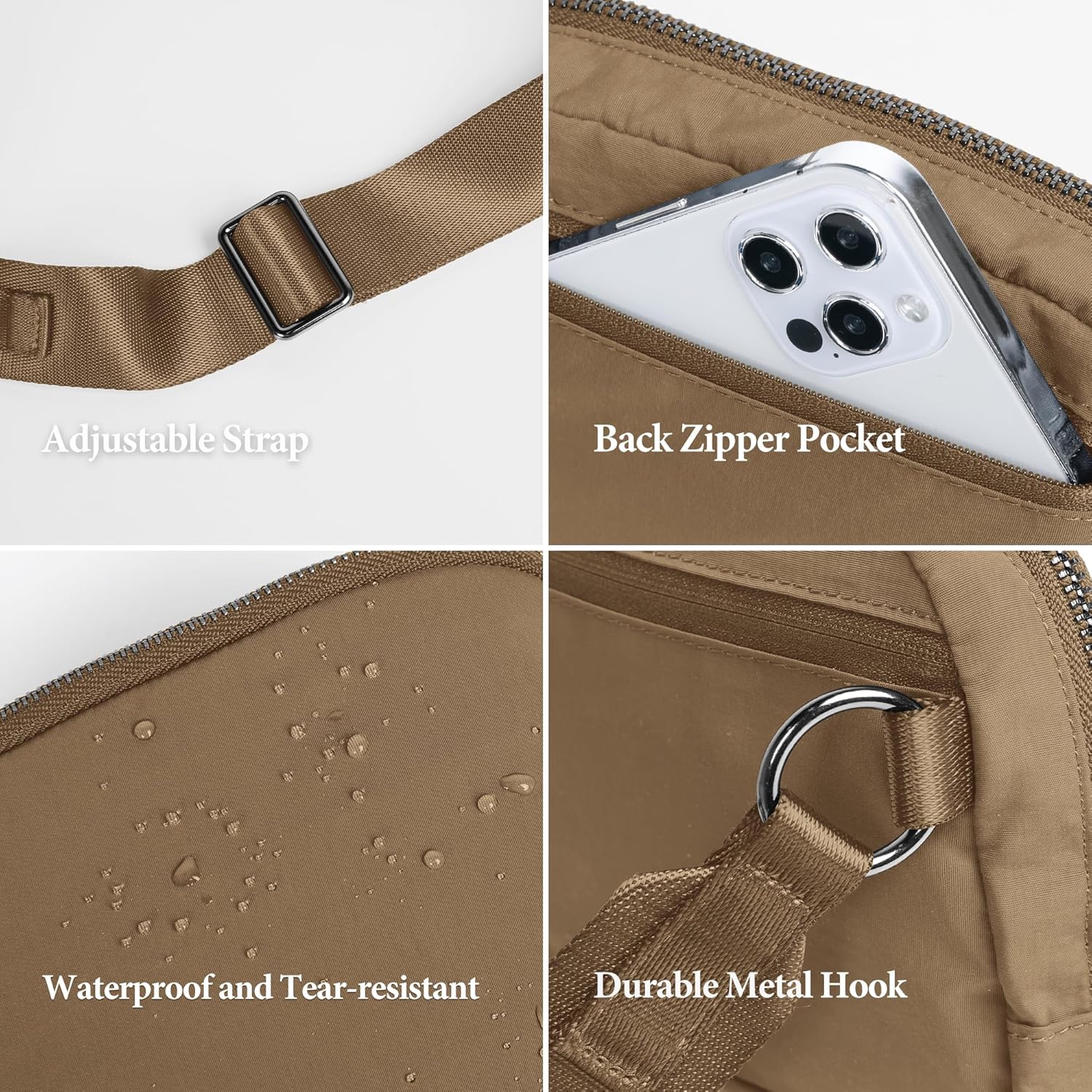 ODODOS Crossbody Bag with Adjustable Strap Small Shoulder Pouch for Workout Running Traveling Hiking, Caramel - Image 5