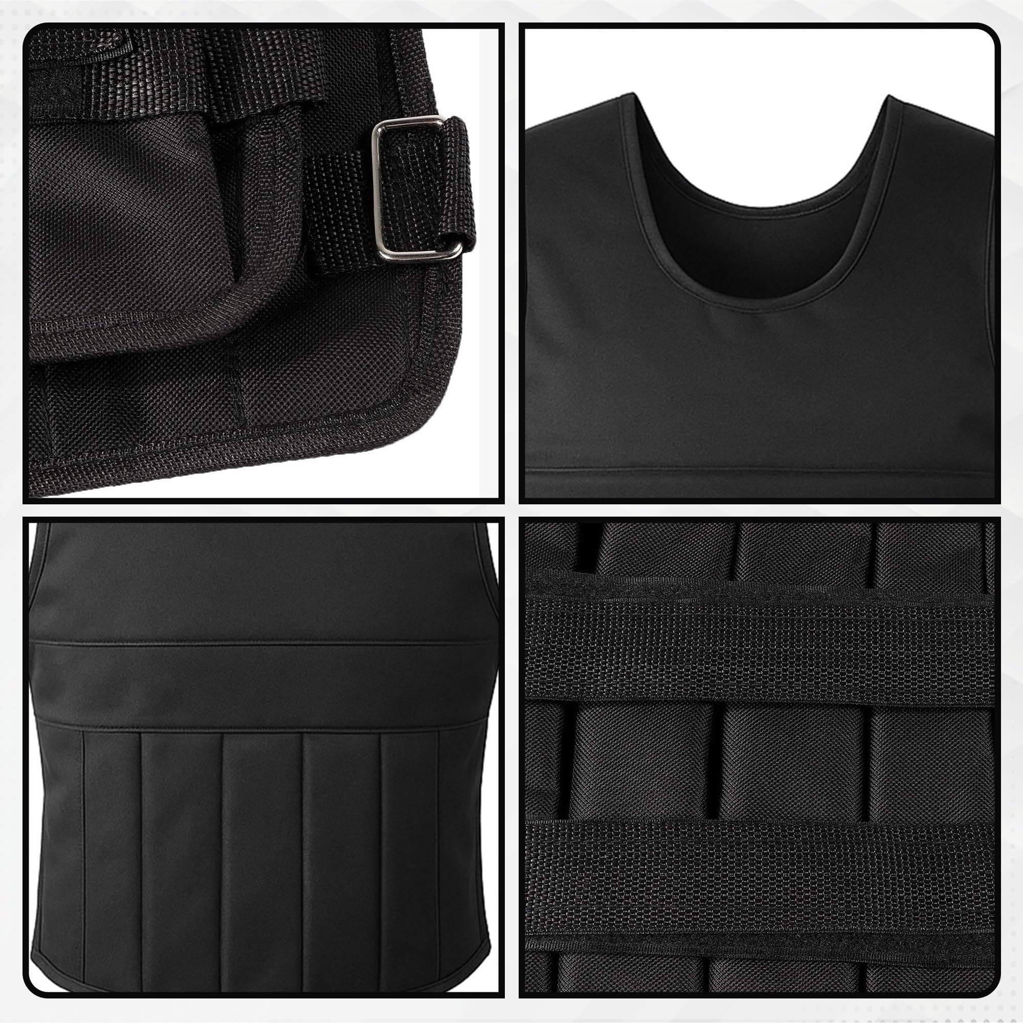 Gilet Lesté 20kg pour Homme et Femme, Gilet de Poids Réglable pour Musculation, Calisthénie et CrossFit, Gilet de Course avec Poids, Design Ergonomique et Respirant (Noir)