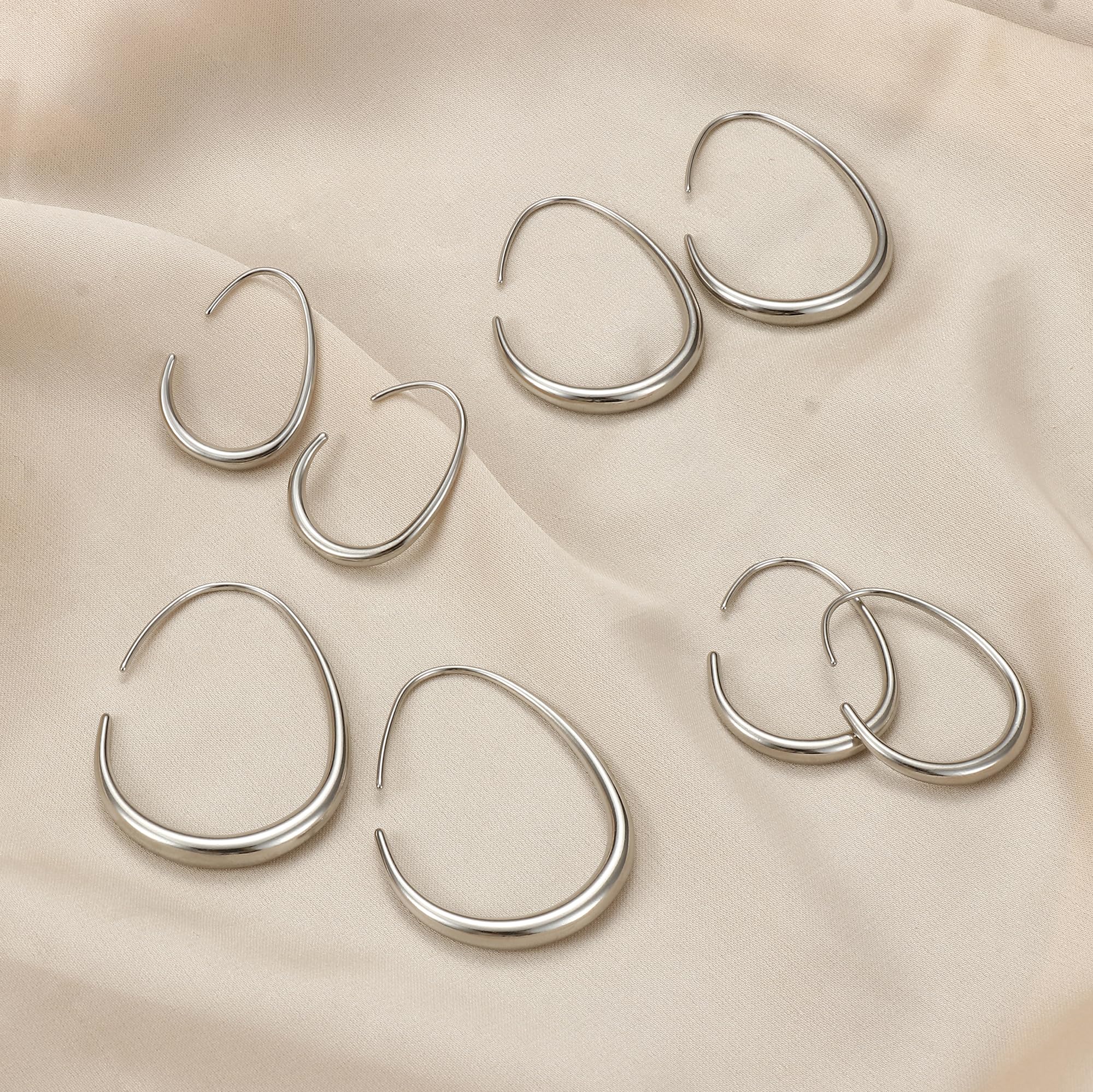 Adramata Orecchini a Cerchio per Donna in Acciaio Inossidabile Orecchini Cerchio Ovali in Oro 18K/Oro Rosa/Argento Ipoallergenici Goccia d'acqua Orecchini a Goccia, 25/30/35/40MM