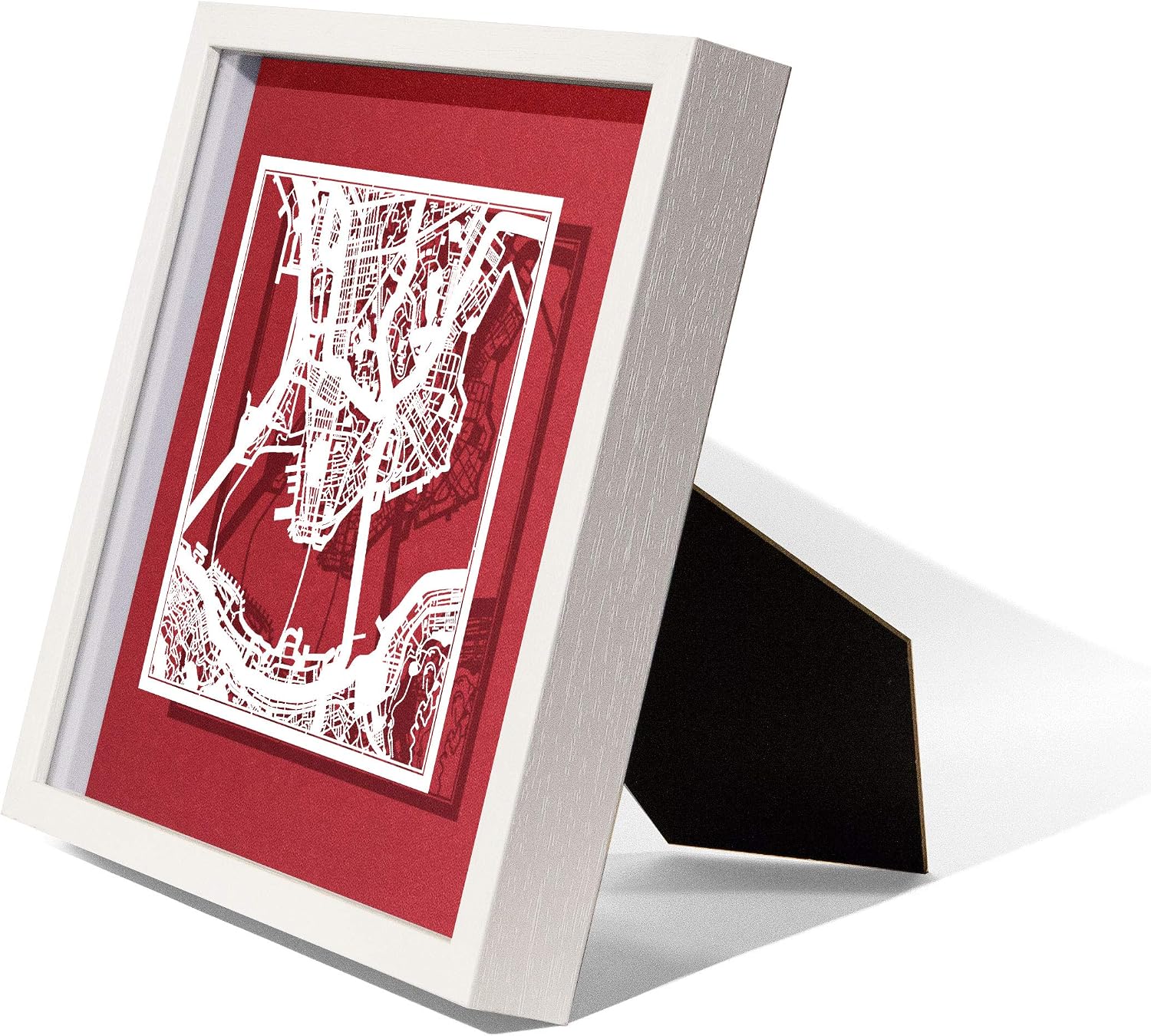 O3 DESIGN STUDIO Hong Kong Paper Cut Map framed, White map, White frame, 9x9 inches, Gift Boxed, 4 background color - Image 3
