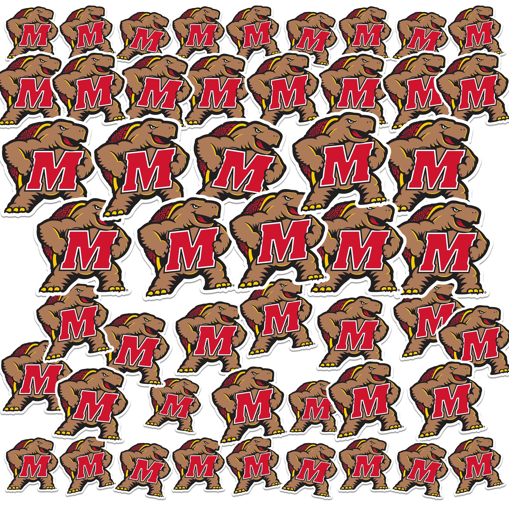 University of Maryland Primary Logo 50ct Vinyl Large Deluxe Stickers Variety Pack - Laptop, Water Bottle, Scrapbooking, Tablet, Skateboard, Indoor/