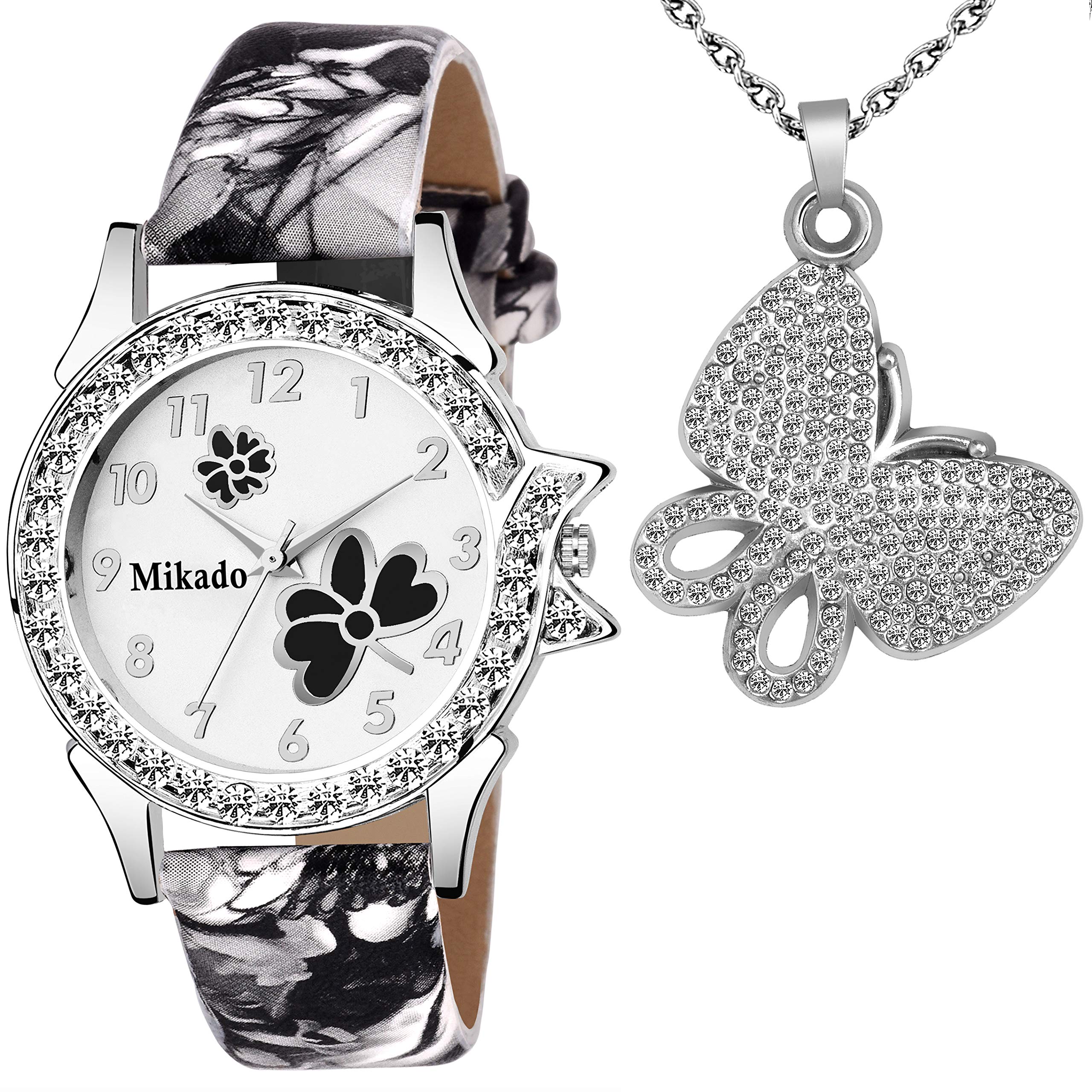 Mikado Black Fiona Watch and Pendant Combo for Grils (B08H8NPFG1) Amazon Price History, Amazon Price Tracker