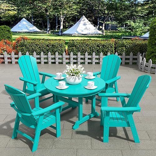 WestinTrends Malibu 5 Piece Adirondack Patio Dining Set, All Weather