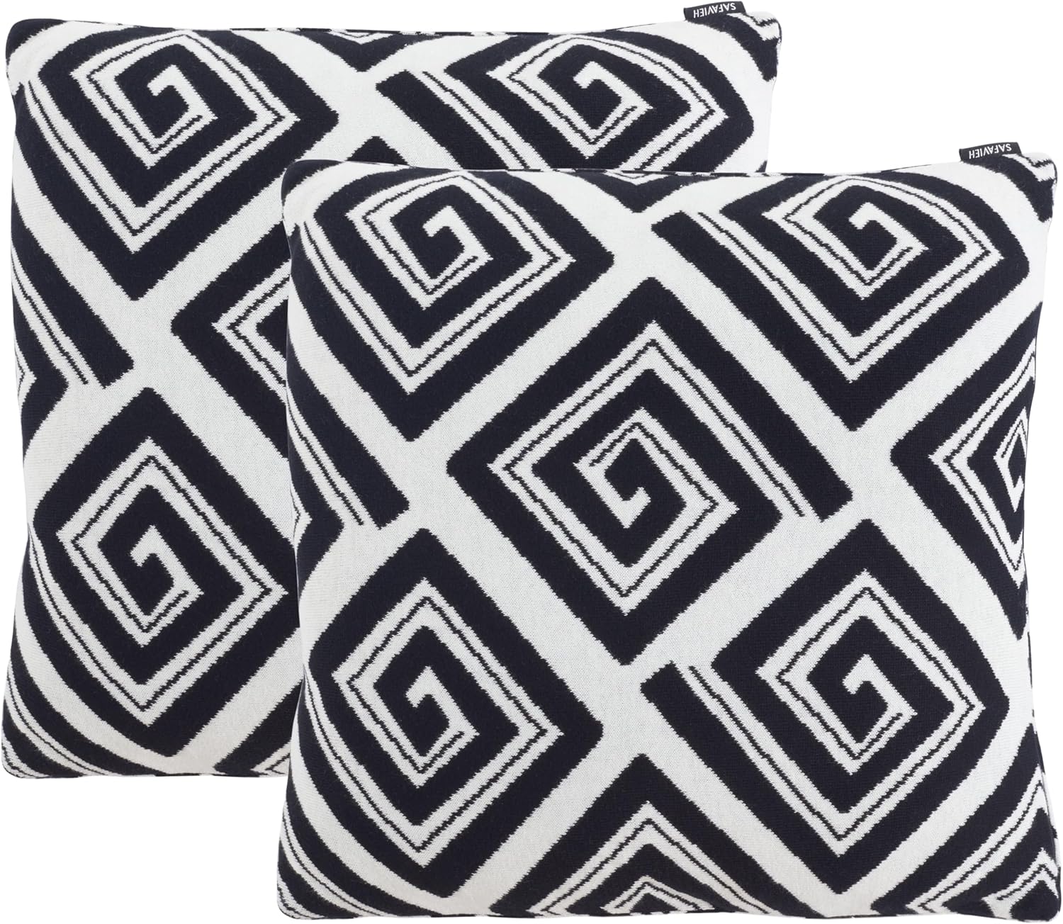 SAFAVIEH Home Collection PLS403 Pillow, Black/Ivory 2 Count