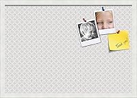 Vista 160 de PinPix Tablero de anuncios de corcho de 12 x 12 pulgadas. Este tablero decorativo enmarcado viene con diseño de círculos B W y un marco blanco