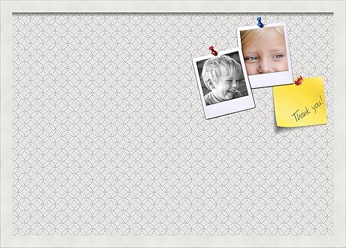 Miniatura 160 de PinPix Tablero de anuncios de corcho de 12 x 12 pulgadas. Este tablero decorativo enmarcado viene con diseño de círculos B W y un marco blanco