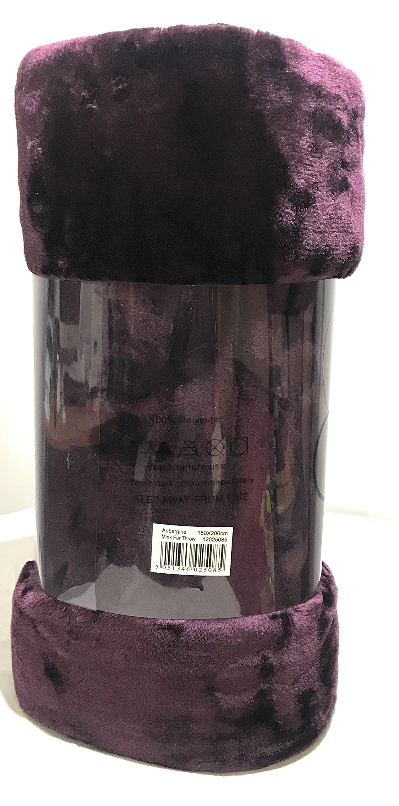 AmigoZone Soft Luxury Faux Fake Fur Mink Throw Sofa Bed Blanket (Aubergine, Single)