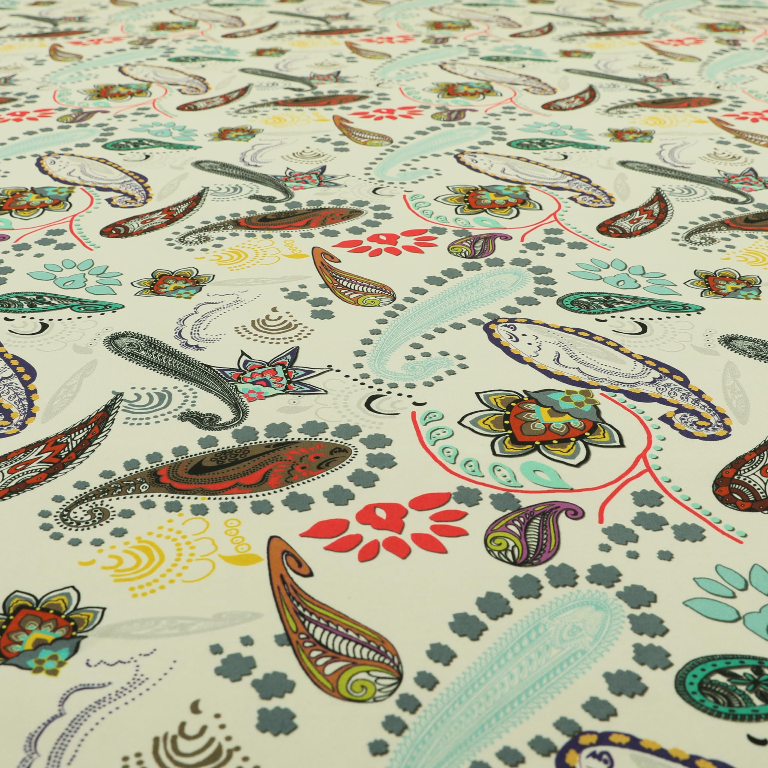 Redbrick Mill Fabrics Flame Retardant Modern Printed Velvet Geometric Paisley Grey Blue Red Pattern Upholstery Fabric (Per Metre) โ image 1