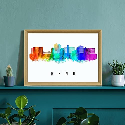 Miniatura 3 de Póster de Reno Skyline Nevada, pintura de paisaje urbano de Reno, póster de Reno Nevada, impresión de paisaje urbano de Nevada y monumentos, arte de