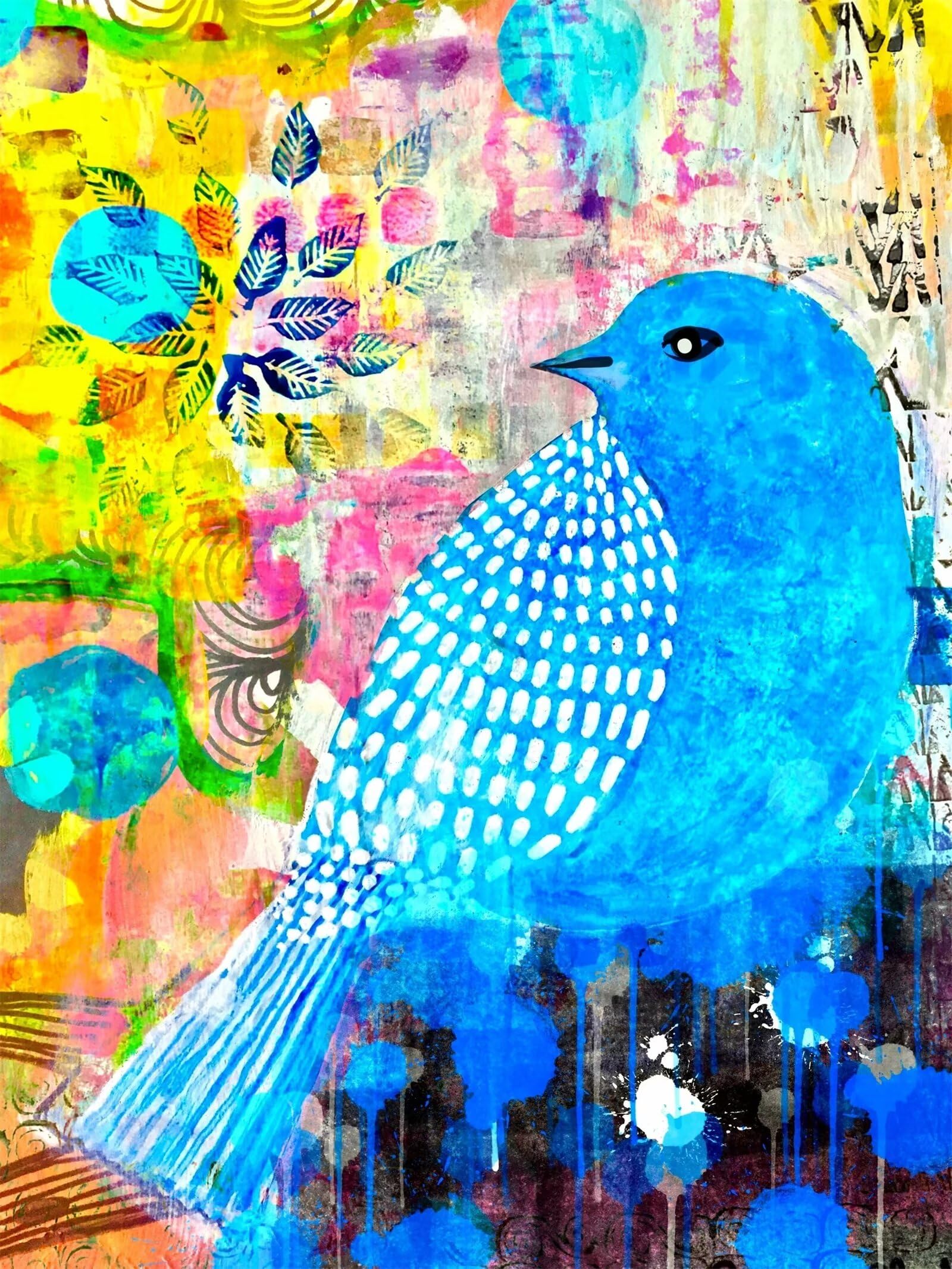 Dipingere con i Numeri Adulti,Uccello blu dell'acquerello Pittura di Numeri a Olio Fai da Te kit di pittura acrilica per adulti Bambini,Con Pennelli e Colori Acrilici per casa Decor con Telaio,60x75cm