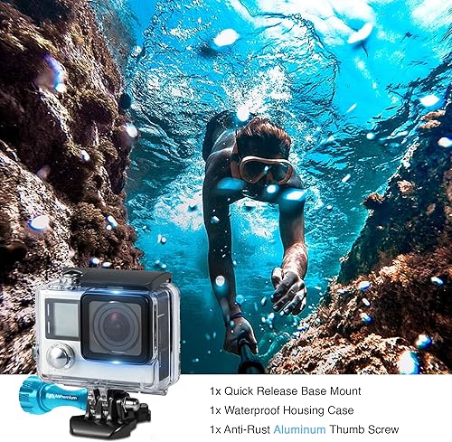 Miniatura 8 de MiPremium Carcasa impermeable para GoPro Hero 4 y 3+ protección subacuática, accesorios de montaje de jaula con tornillo de aluminio y hebilla de