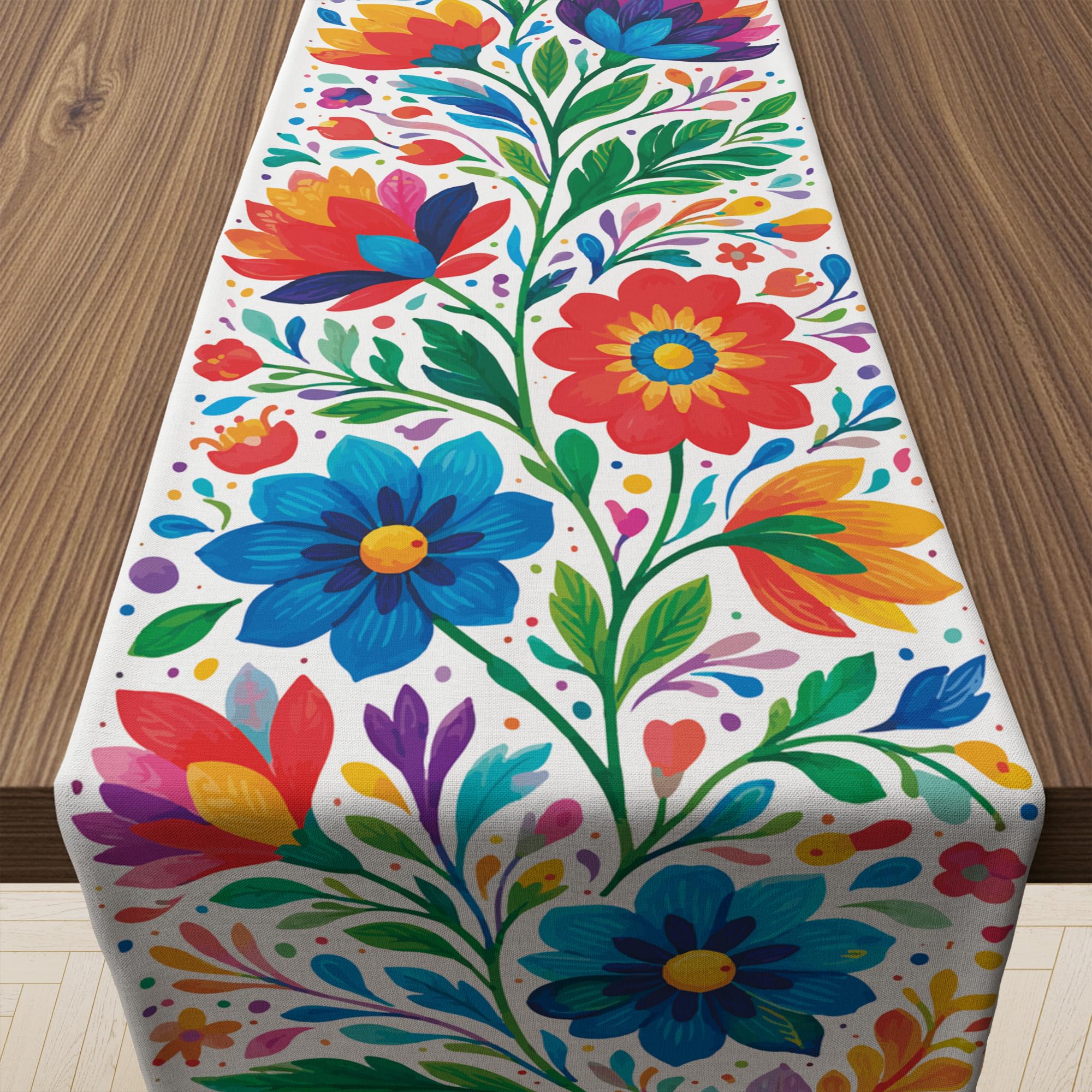 Cinco De Mayo Decorations - Mexican Floral Table Runner for Fiesta Party Decorations | Mexican Theme Birthday Decorations Taco Accessories Home Dining Room Kitchen Table Decor Global Recycled Standard Global Recycled Standard Global Recycled Standard