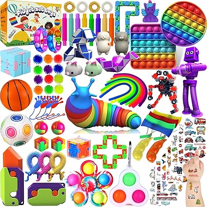 80 Pack Fidget Toys Set,Pop It Relieves Stress and Anxiety Sensory Fidget Toy for Children Girls Adults, Gift for Birthday Party Favors, Classroom Rewards Prizes, Carnival, Piñata Goodie Bag Fillers