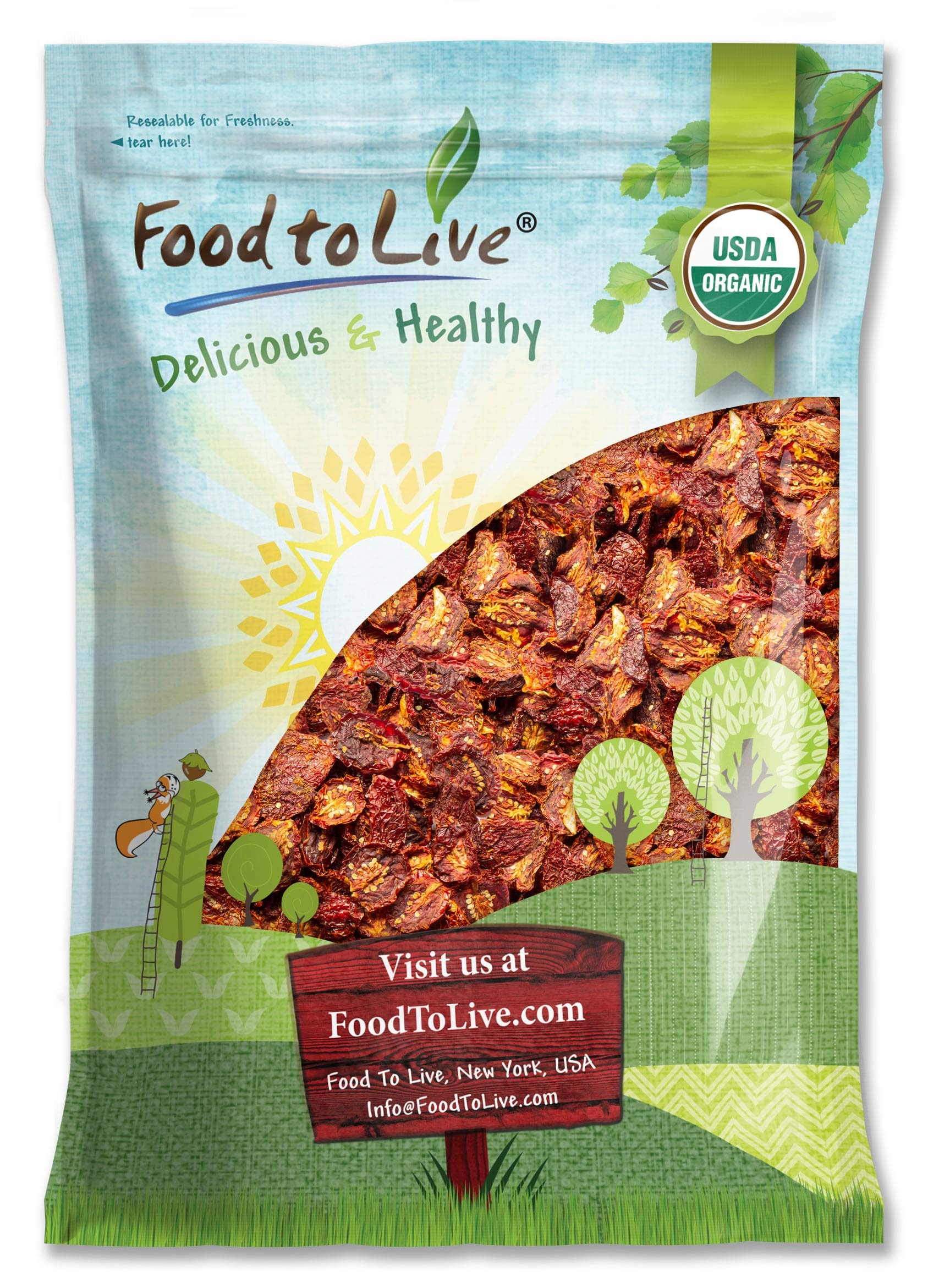 Food to Live Organic Sun-Dried Tomatoes with Sea Salt, 5 Pounds Salted, Non-GMO, Kosher, Vegan, Unsulfured, Bulk