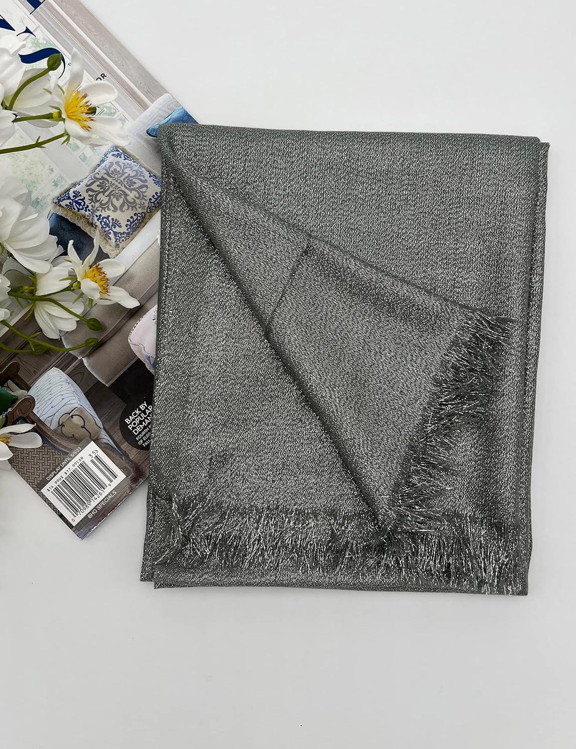 Hybeeh Sparkly Glitter Hijab Scarf for Women Shimmer Hijab Metallic Lightweight Wrap Pashmina Shawl for Women