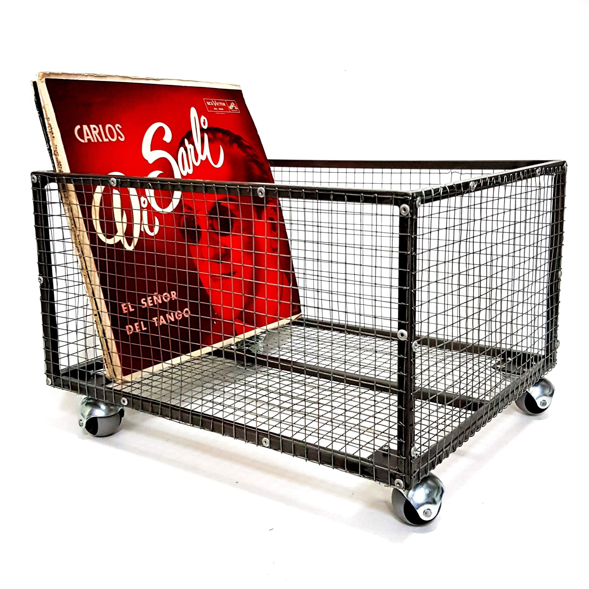 Buy Steel Vinyl Record Storage Crate With Wheels Record Stand Holds