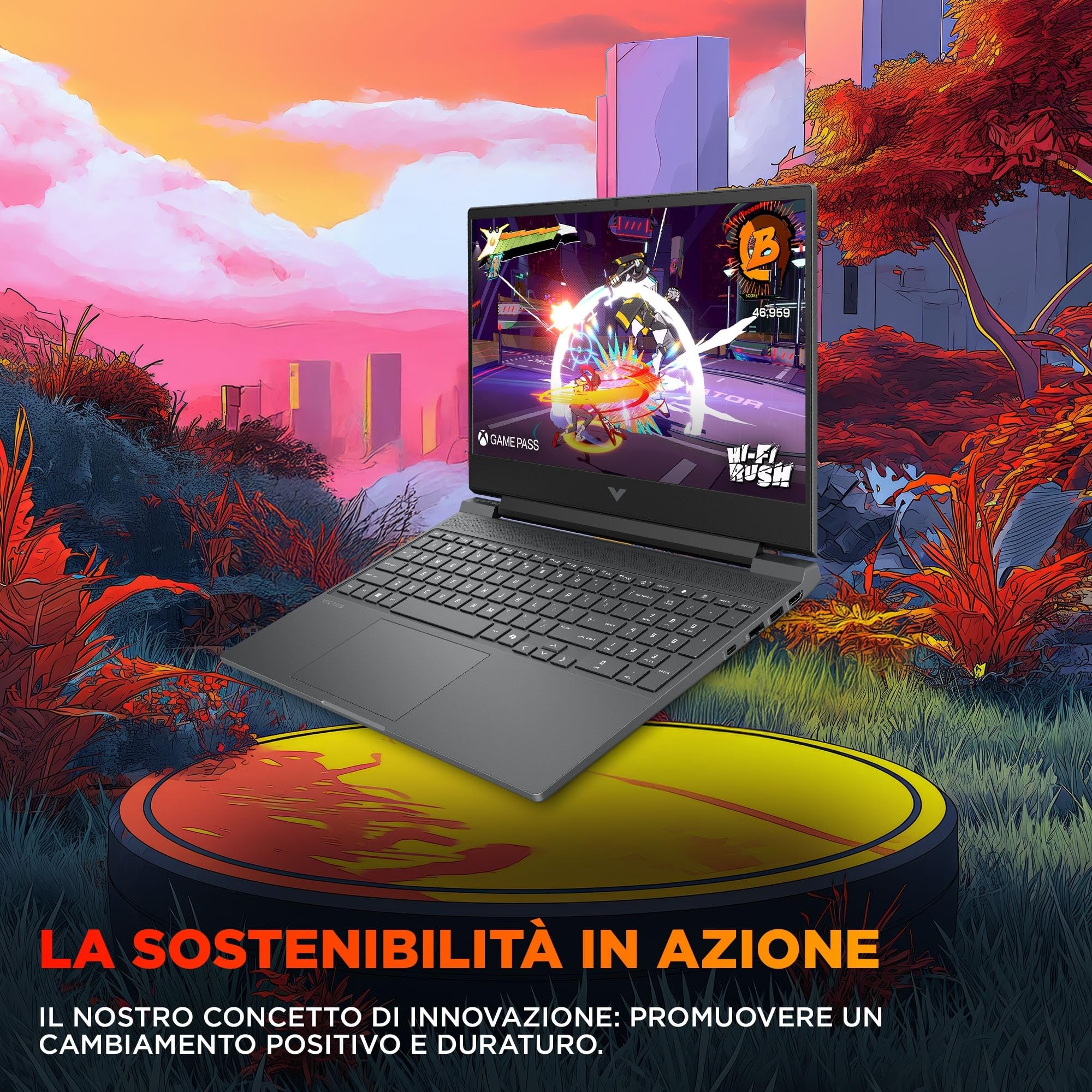 HP Victus 15-fa2001slx, Notebook, Intel Core i5-13450HX, 16 GB RAM, 512 GB SSD, NVIDIA RTX 3050 6GB, 15,6" FHD IPS 144Hz, Laptop, 720p TNR Cam, FreeDOS 3.0, Portatile, Grigio