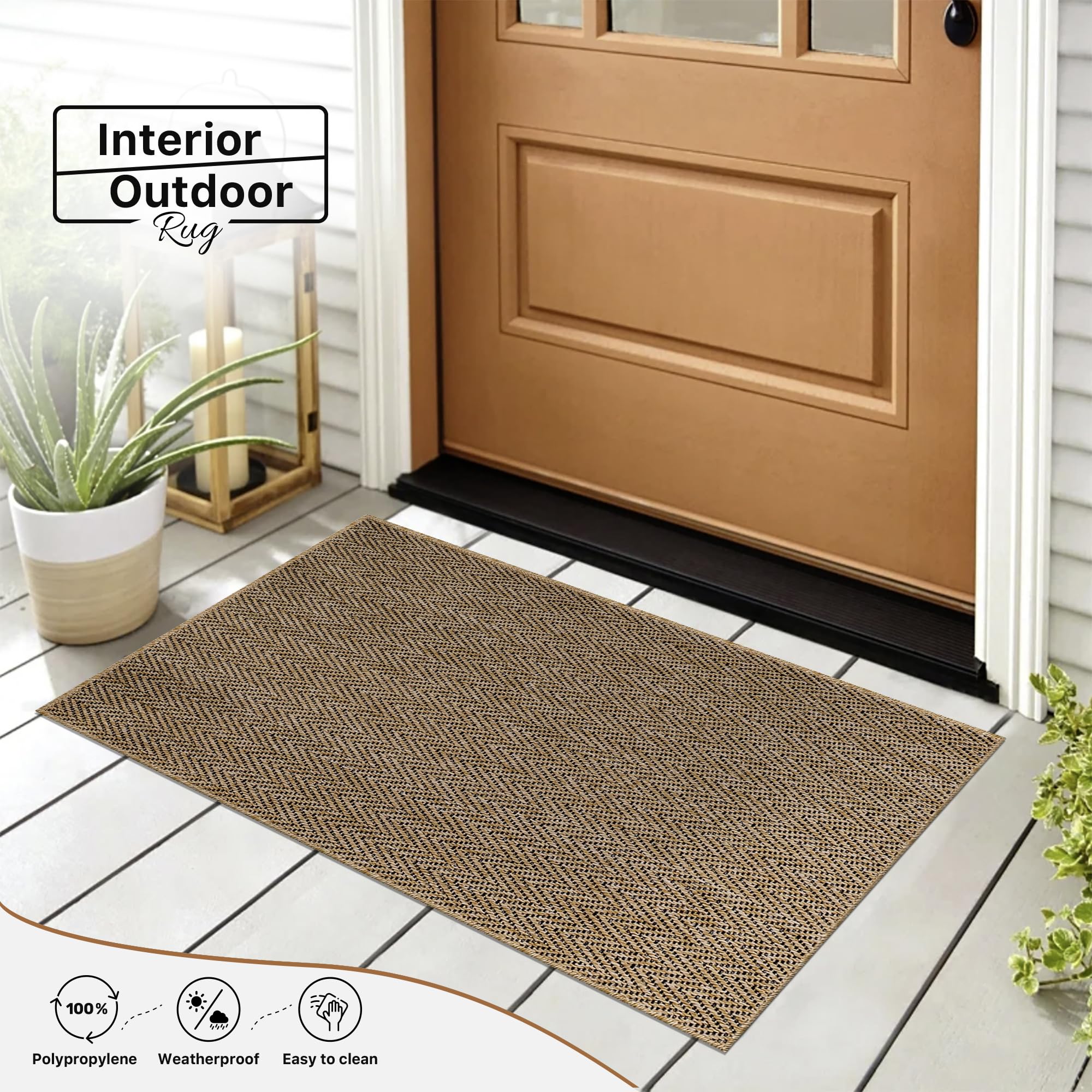 NETLINE HOME Rugs Living Room, Non slip, Washable Area Rug, Beige Rug - Image 4