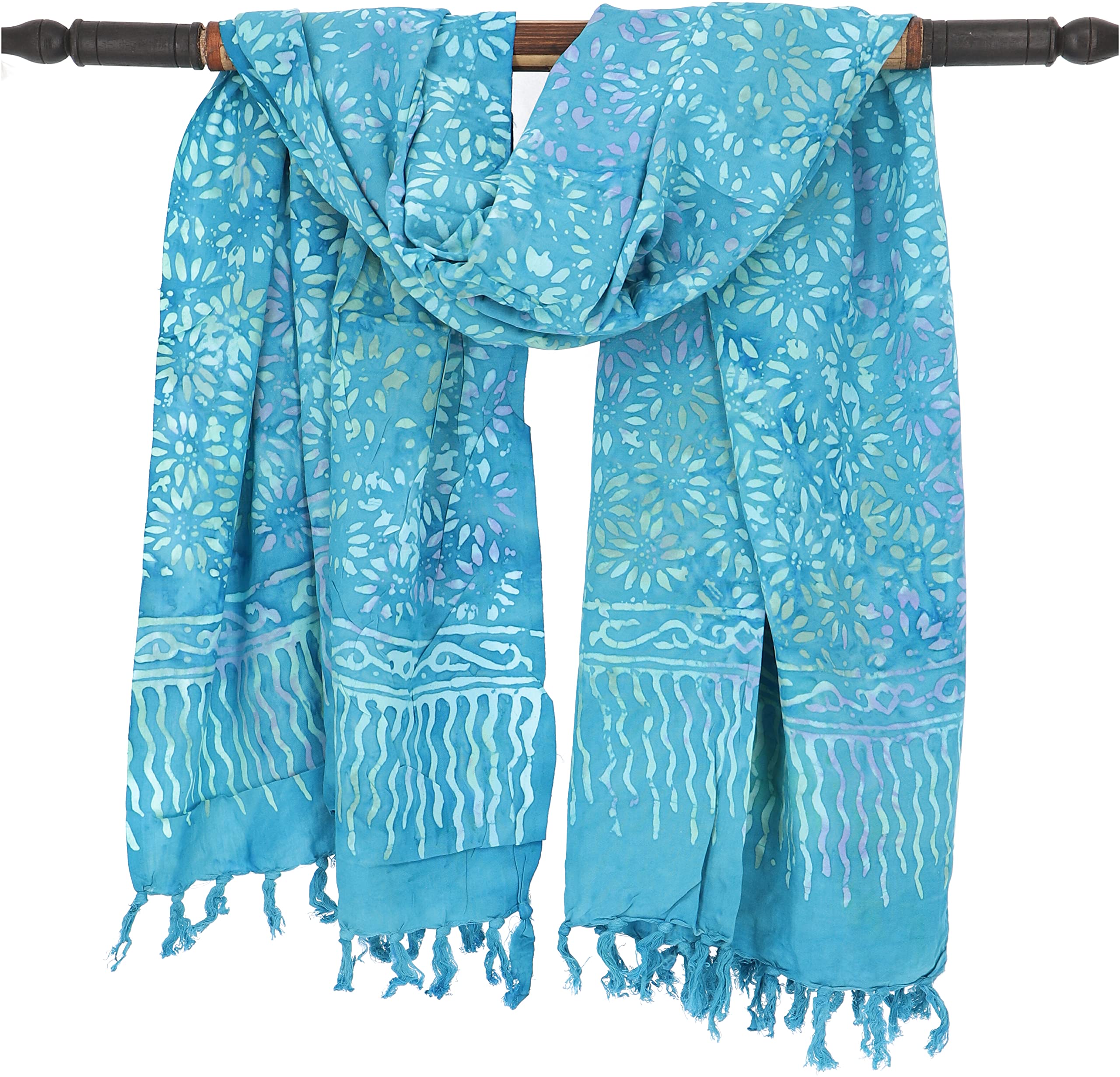 GURU SHOP Bali Batik - Vestido de pareo, falda envolvente, pareo, toalla de playa con hebilla de pareo, hombre/mujer, diseño 4/azul turquesa, sintético, talla: talla única, 160 x 100 cm, Design
