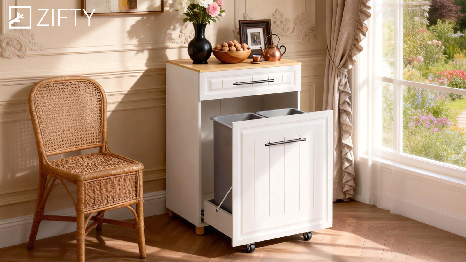 Amazon.com: ZIFTY Double 2×10 Gallon Pull Out Trash Can Cabinet