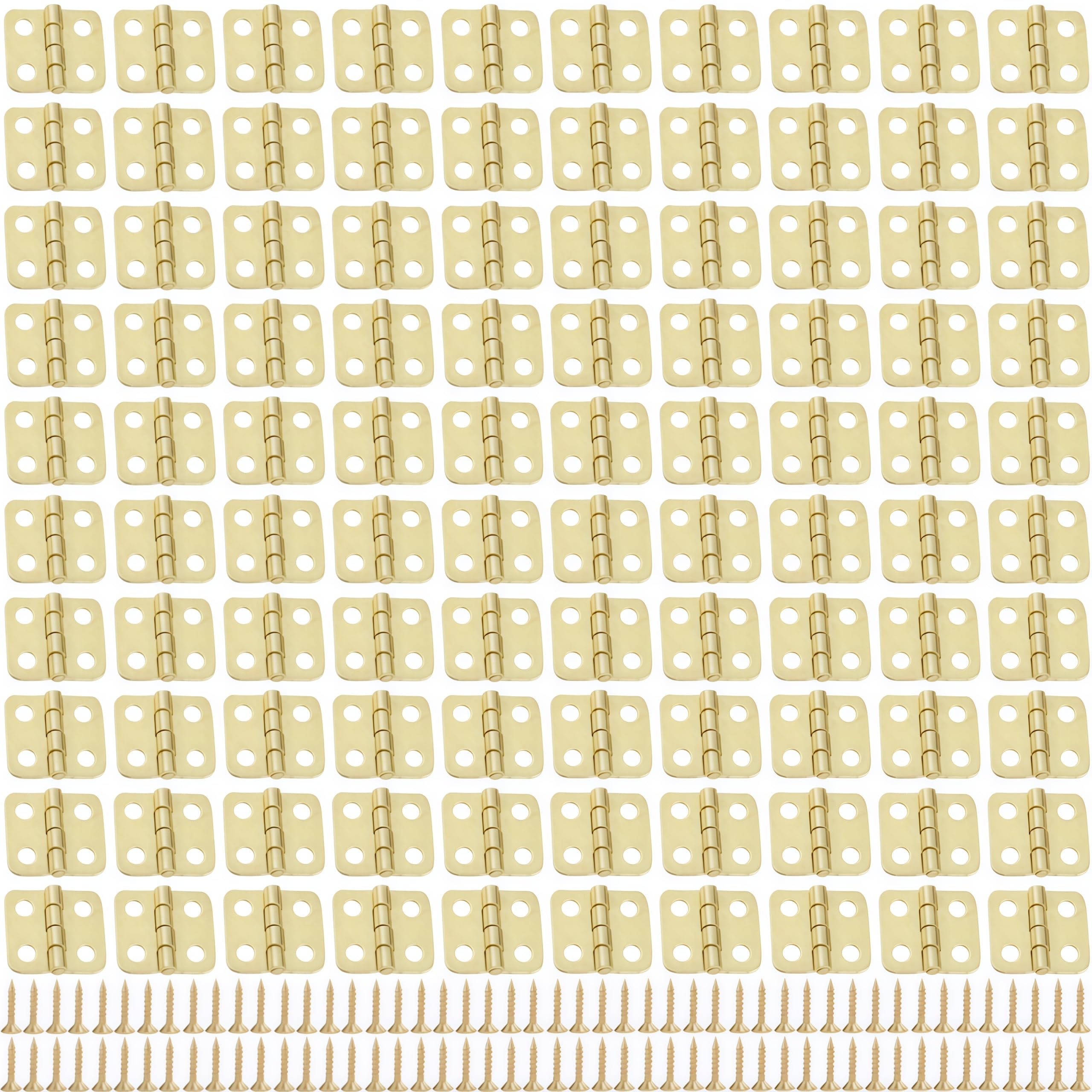 Vbnexyr Gold Door Hinges 100 Piece Pack Of 0.47 X 0.5 Inch Iron Mini Hinged Cabinet/Box Case/Bag Accessories