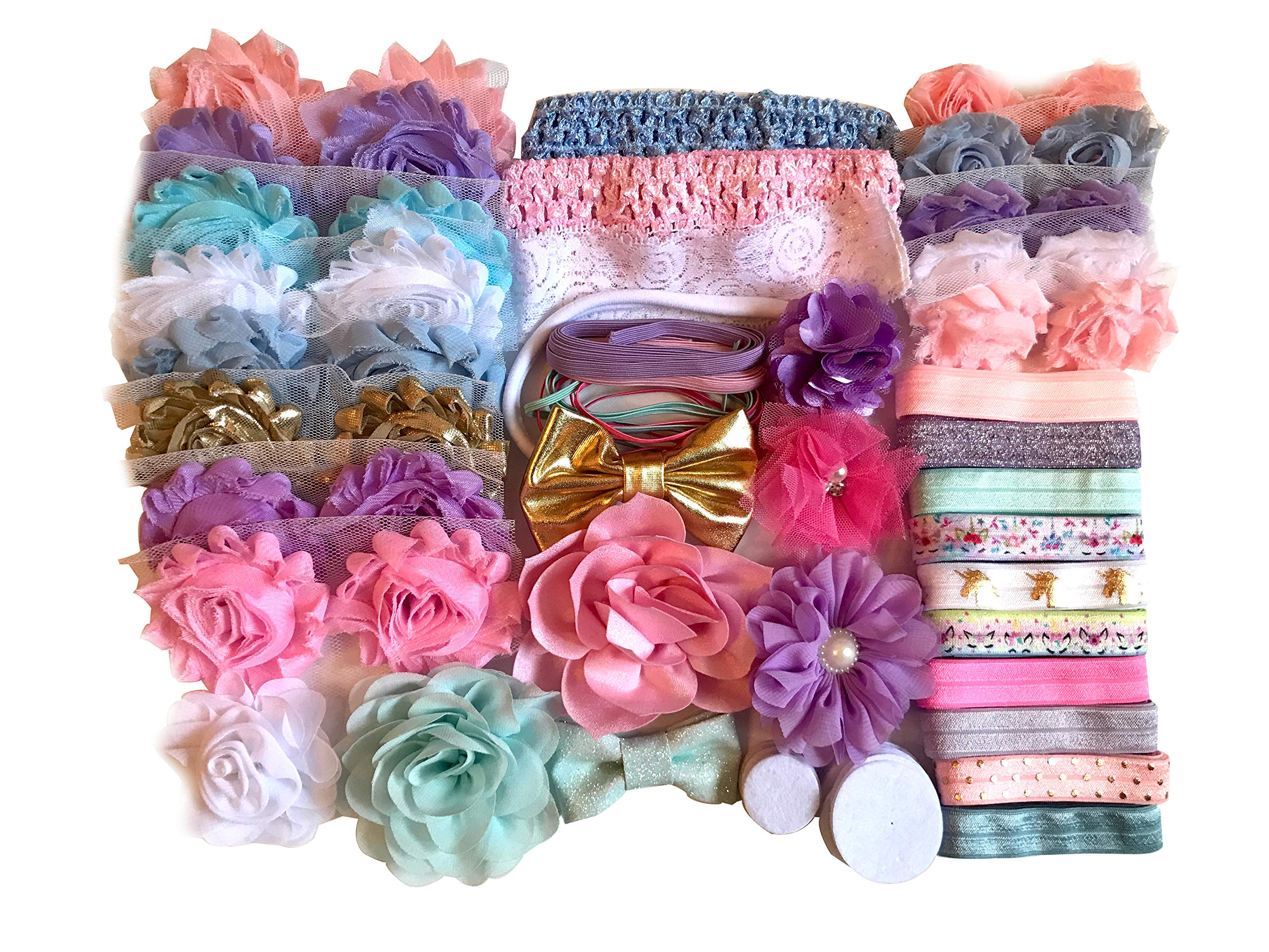 Bowtique EmileeBaby Shower Headband Kit - Makes Over 30 Headbands, DIY Station - Unicorn