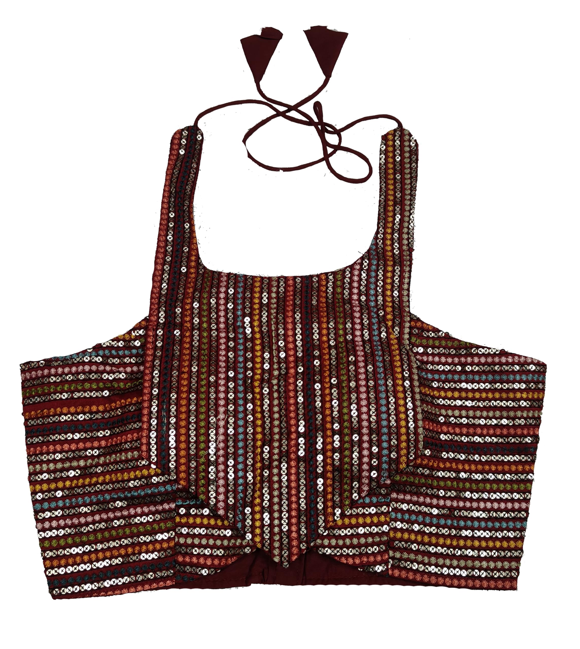 Pujia Mills Women's Eimo Silk Sequins Sleeveless Regular Blouse (Pm B1006 Parent_Maroon 36)