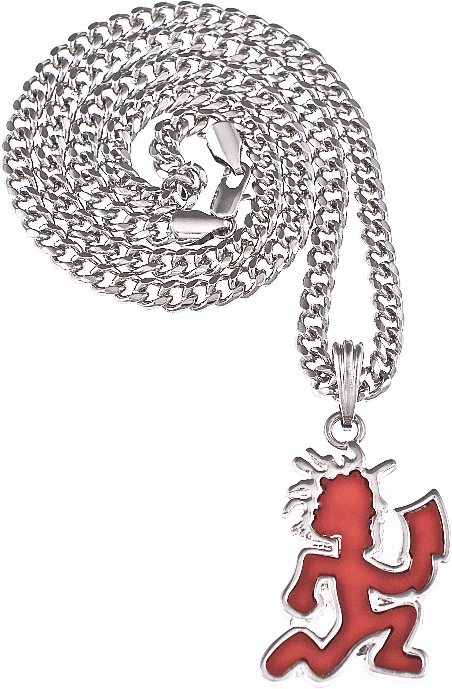 GWOOD Juggalo Silver Color with Red Pendant on Cuban Necklace