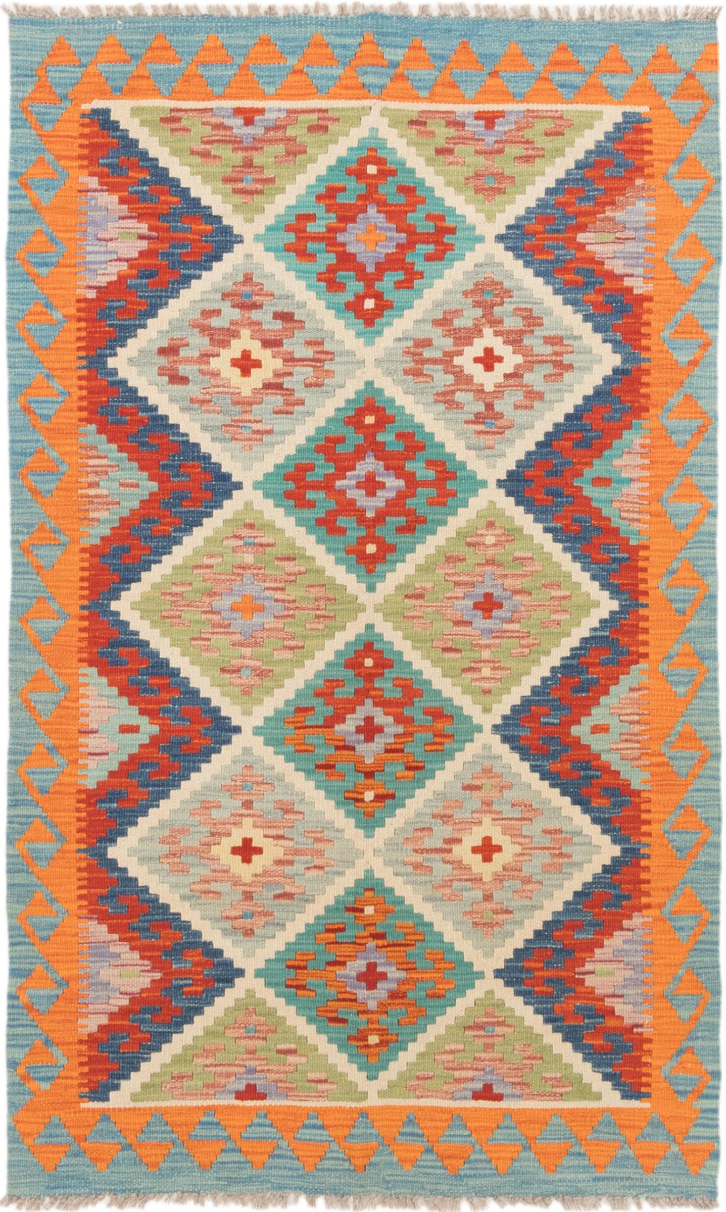 Tapis Kilim Afghan 99x167 tissé à la main en laine d'Orient