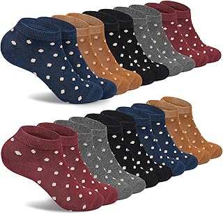 FALARY 10 Pairs of Women's Trainer Socks 35-38 39-42 Short Socks Sports Socks Trainer Socks Women's Colourful with Stripes and Dots