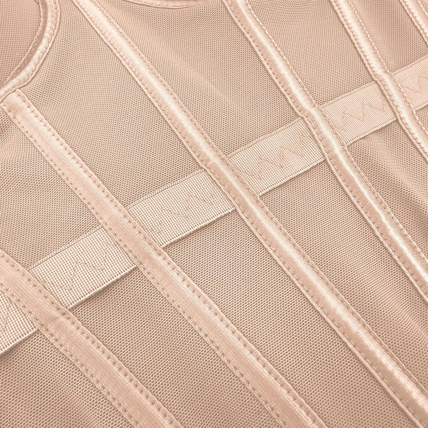 ELLACCI Women's Mesh Corset Bustier Top Elastic Waistband Lingerie Top with Removable Straps Khaki