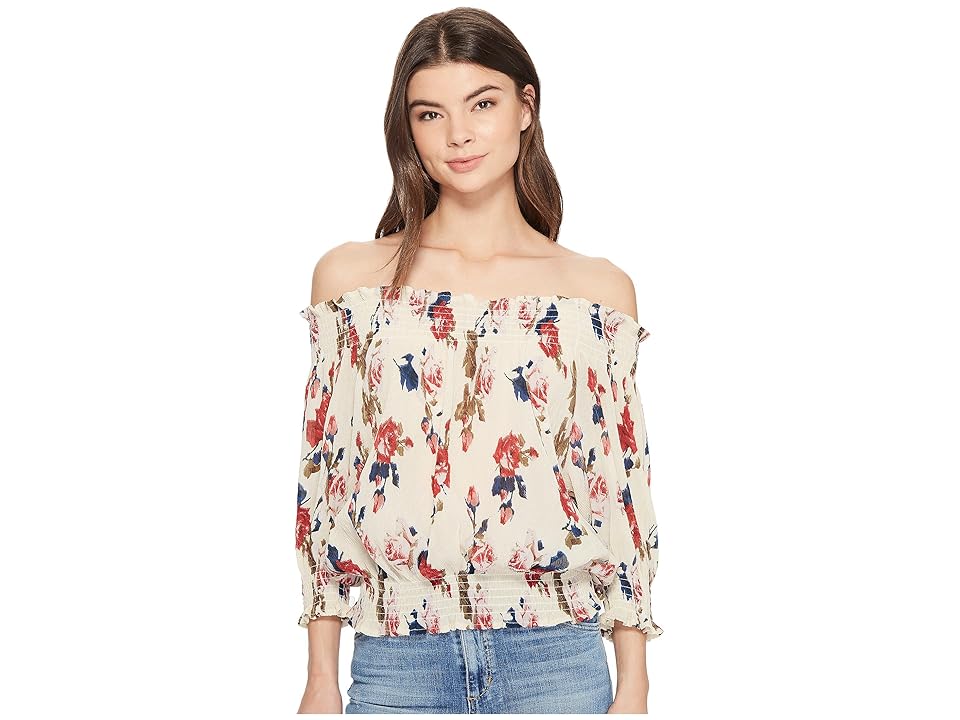 

ROMEO & JULIET COUTURE Off the Shoulder Floral Chiffon Top (Multi) Women's Blouse