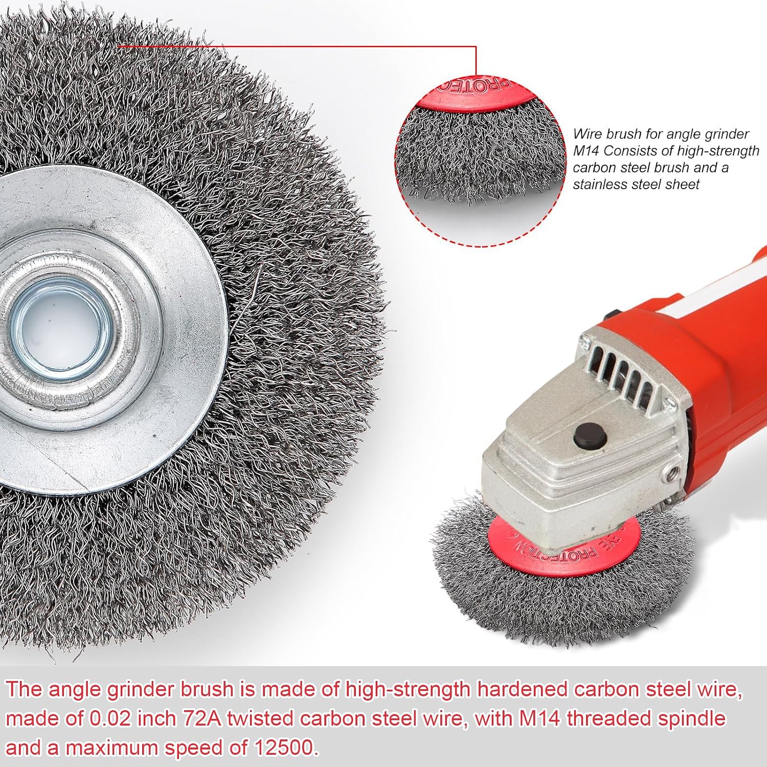Idong 10 Pack Wire Wheels for Angle Grinder, 4 Inch Wire Wheel Brush for Angle Grinder, Knotted Coarse Crimped Wheels with M14 Thread Arbor, Cup Brush for Removing Rust, Corrosion, Paint