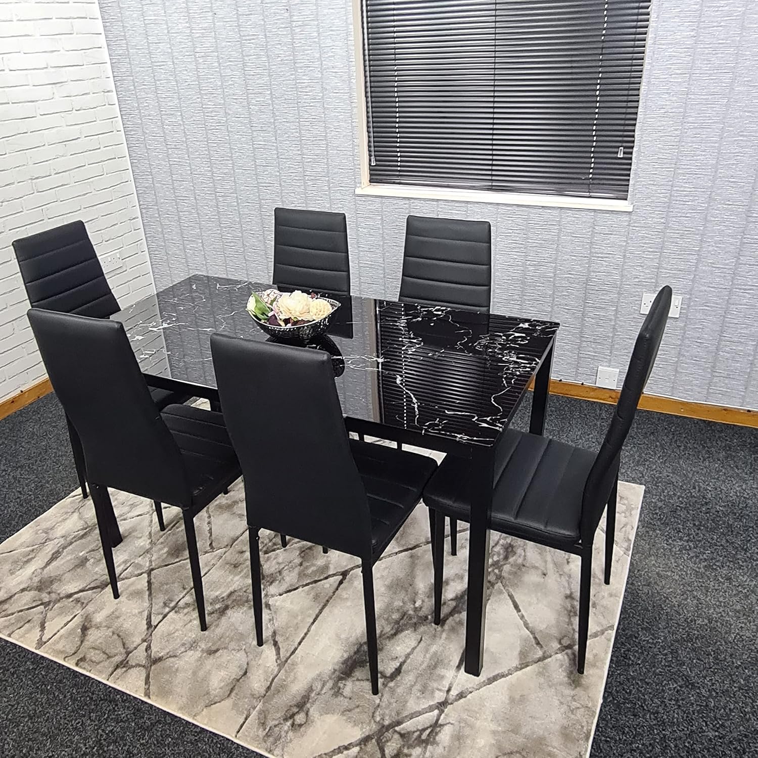 KOSY KOALA Black Dining Table set and 6 Black Chairs Dining Table Set 6 ...