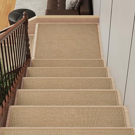 YDKGL Stair Treads Non Slip for Wooden Steps Indoor 15 Pack, Reusable Peel and Stick Adhesive Stair Treads Runner Rugs, Stair Carpet Floor Mats for Kids Elders Pets, Easy to Install, Brown 8" x 30"