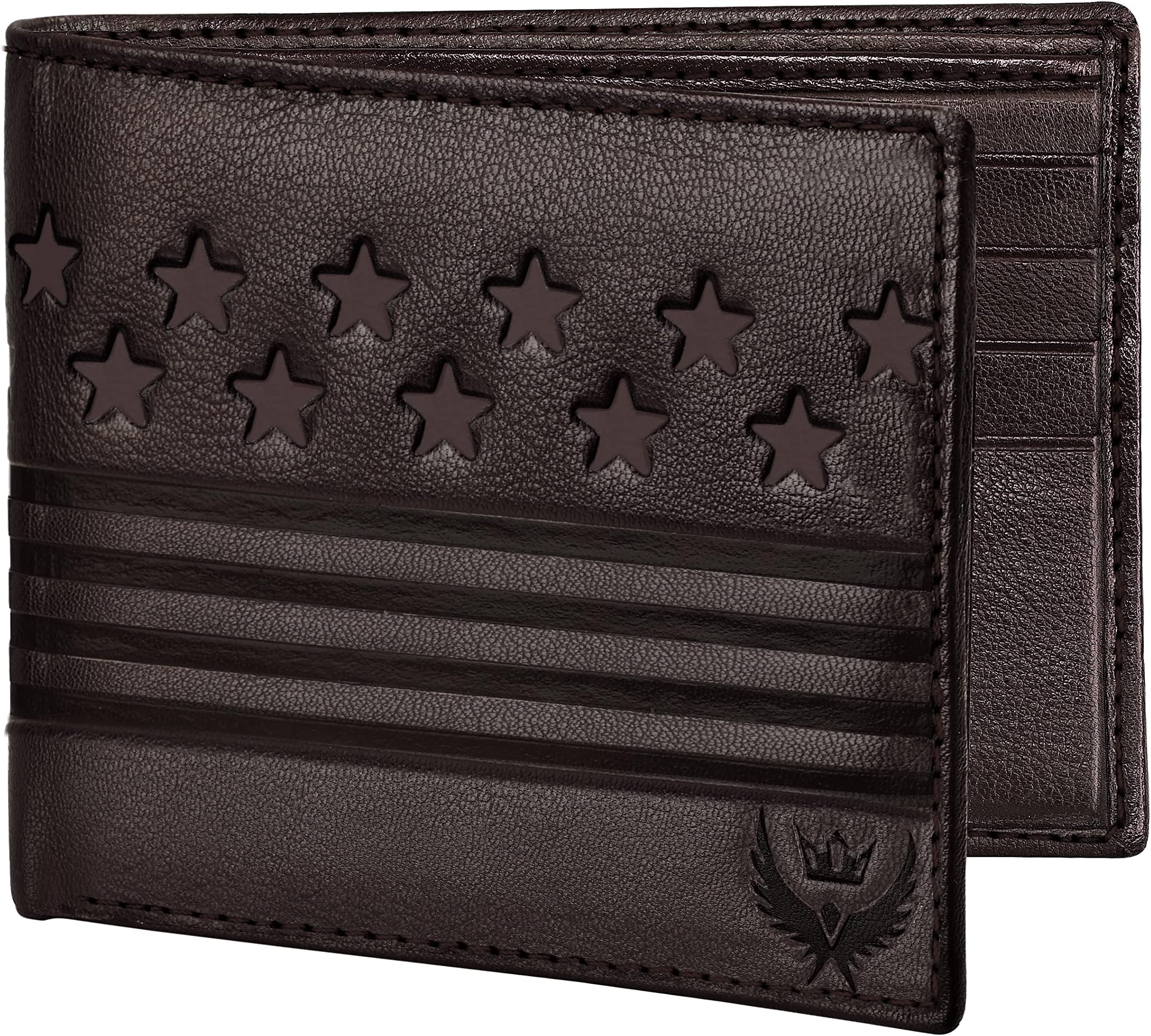 LORENZBi-Fold Embossed RFID Blocking Leather Wallet for Men with ID Card Flap | Soft Nappa Men Leather Wallet | GL-45 (One Size,Black), Brown, One Size