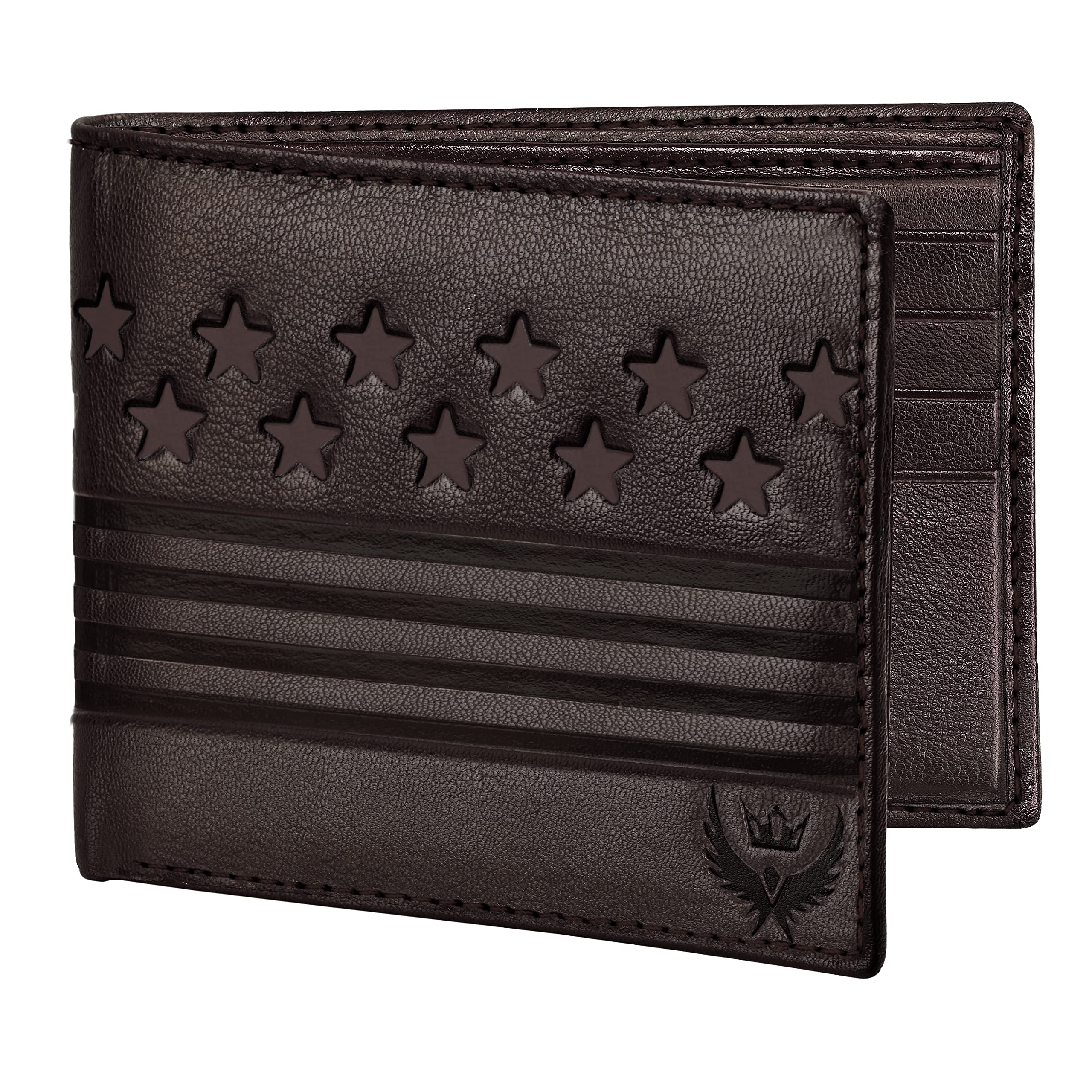 LORENZBi-Fold Embossed RFID Blocking Leather Wallet for Men with ID Card Flap | Soft Nappa Men Leather Wallet | GL-45 (One Size,Black), Brown, One Size